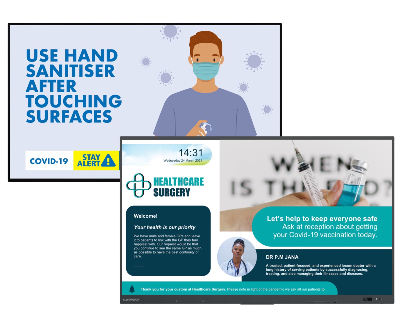 Healthcare Digital Signage & Room Booking for Corporate Clevertouch